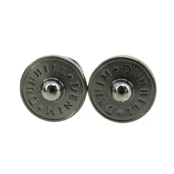 Dunhill Cufflink Rivet Design Silver Black Bracket Authentic USED - Picture 4 of 8